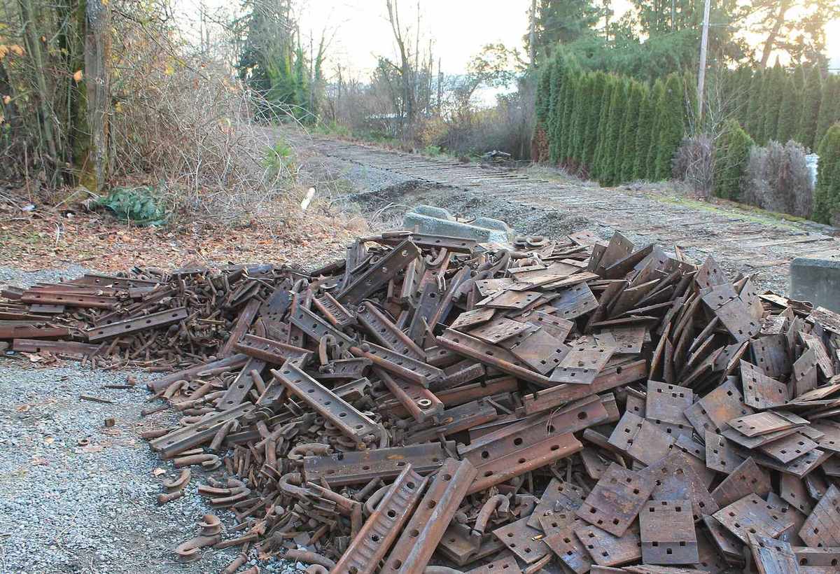 A pile of mixed scrap metal at a construction site